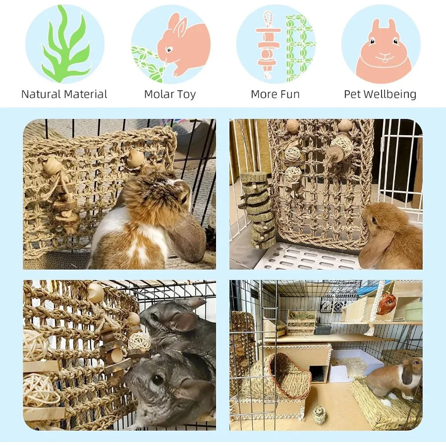 Srass Protector Mat with Toys for Rabbit Bunny Chinchilla Guinea Pigs or Other Rodent Pets 11 X 7.87inch