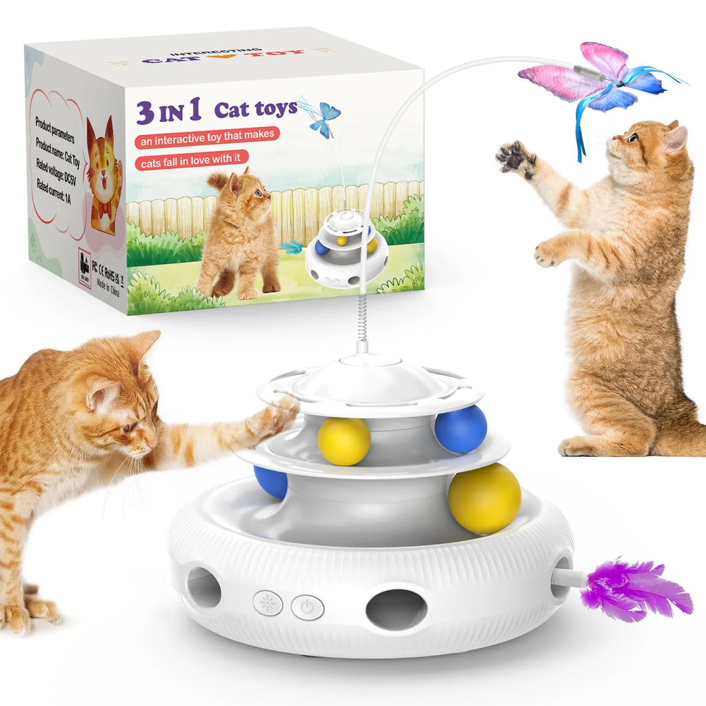 Rechargeable Cat Laser Toy - Automatic Interactive Feather & Laser Pointer for Indoor Cats