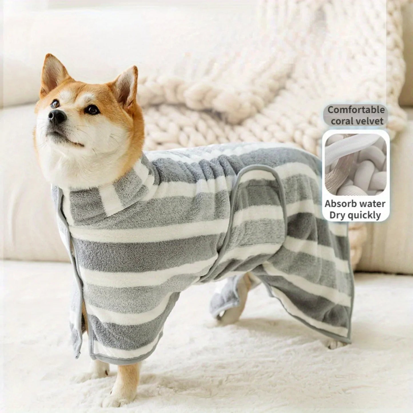 Large Dog Bathrobe - Super Absorbent & Quick-Dry Pet Towel for All Breeds