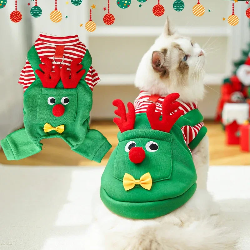Merry Christmas Pet Clothes Dog Coat Cat Clothing Xmas Puppy Cosplay Santa Tree Costume Happy Festival Coat Supplies Wholesale