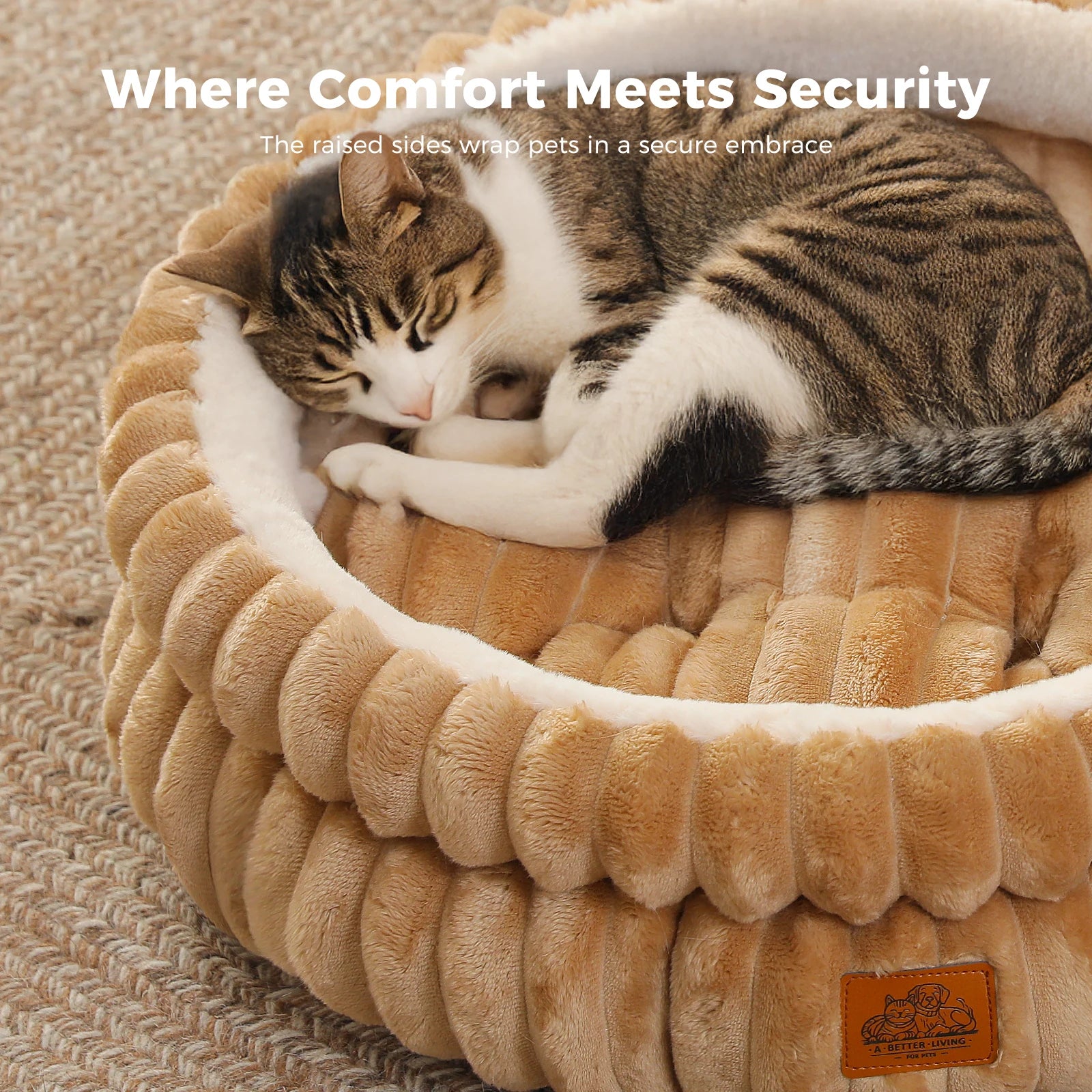 Round Pet Bed - Washable Cozy Donut Bed for Medium Dogs & Indoor Cats (Anti-Slip)