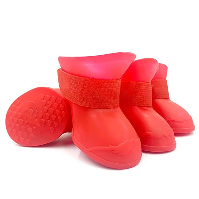 Waterproof Dog Boots - 4 Pack Anti-Slip Rubber Rain Shoes for Small to Large Dogs