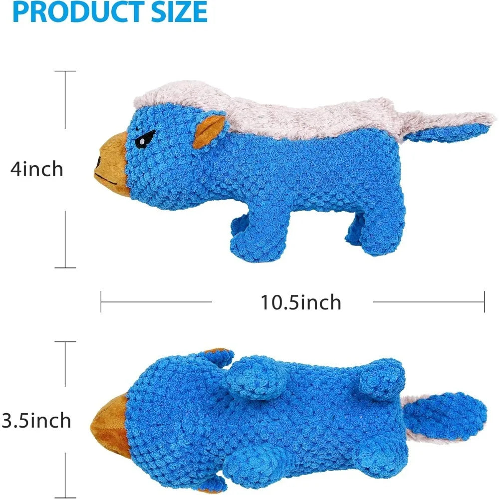 Dog Plush Toys for Aggressive Chewers, Indestructible Dog Squeaky Toys with Crinkle Paper, Durable Teething Chew Toys for Medium