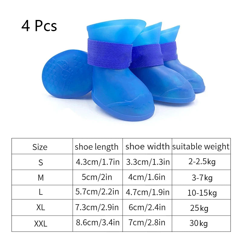 Waterproof Dog Boots - 4 Pack Anti-Slip Rubber Rain Shoes for Small to Large Dogs