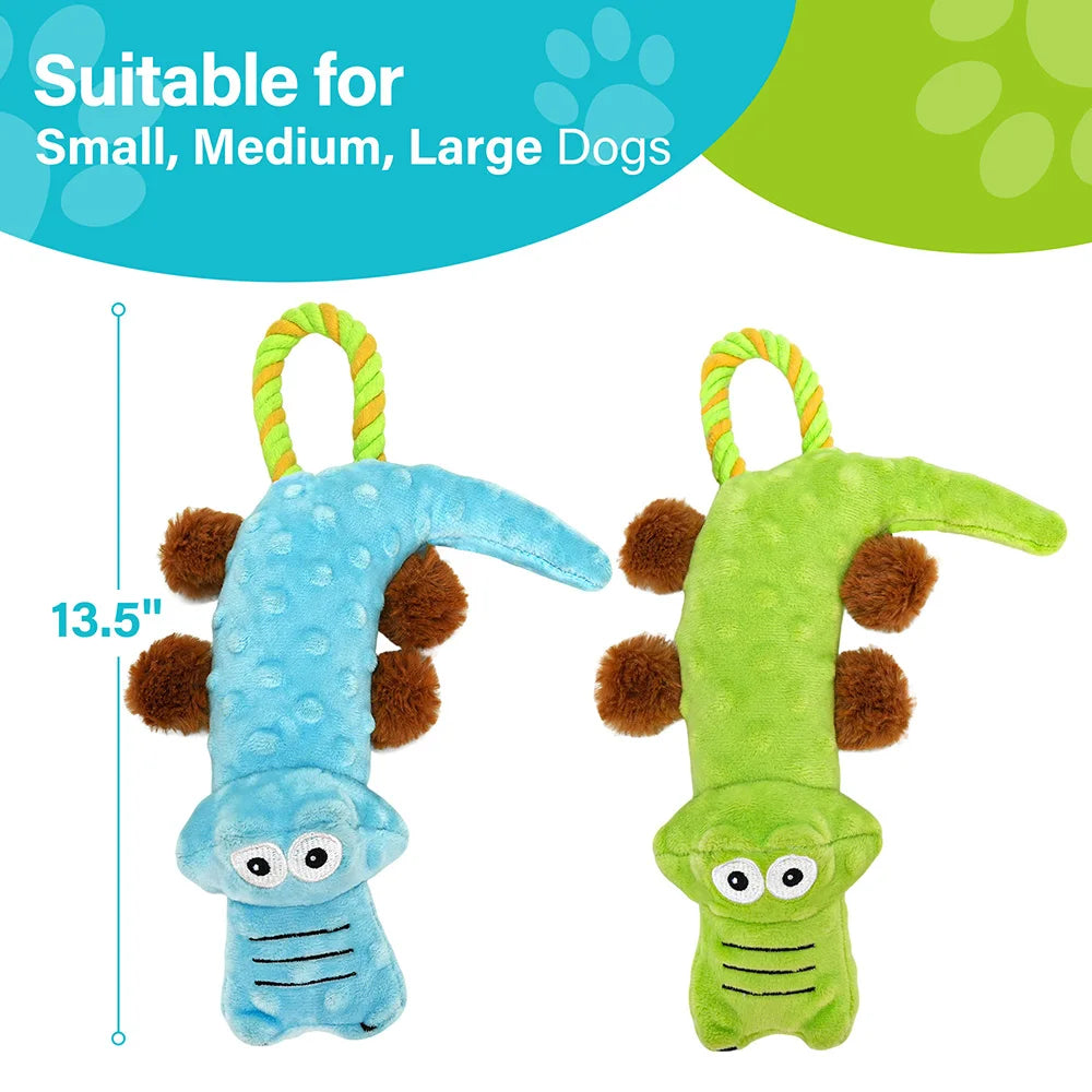 Interactive Dog Squeaky Toy 2-Pack — Plush Tug-of-War & Chew Toy Set for Small & Medium Dogs