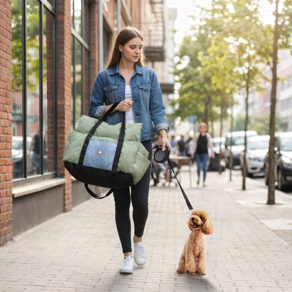 Portable Dog Car Seat Pet Puppy Booster Travel Bed Carrier Cushion with Storage Pocket