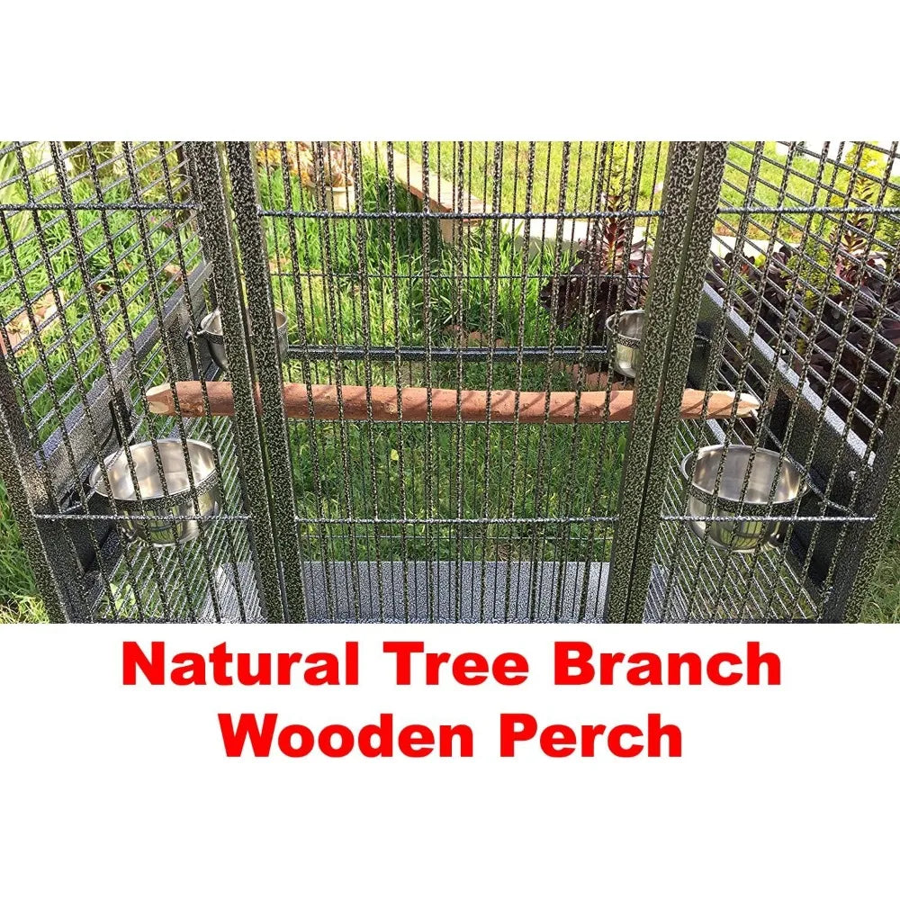 large deluxe bird cage for parrots, finches, and cockatoos - wrought iron, rolling, 28x22x75