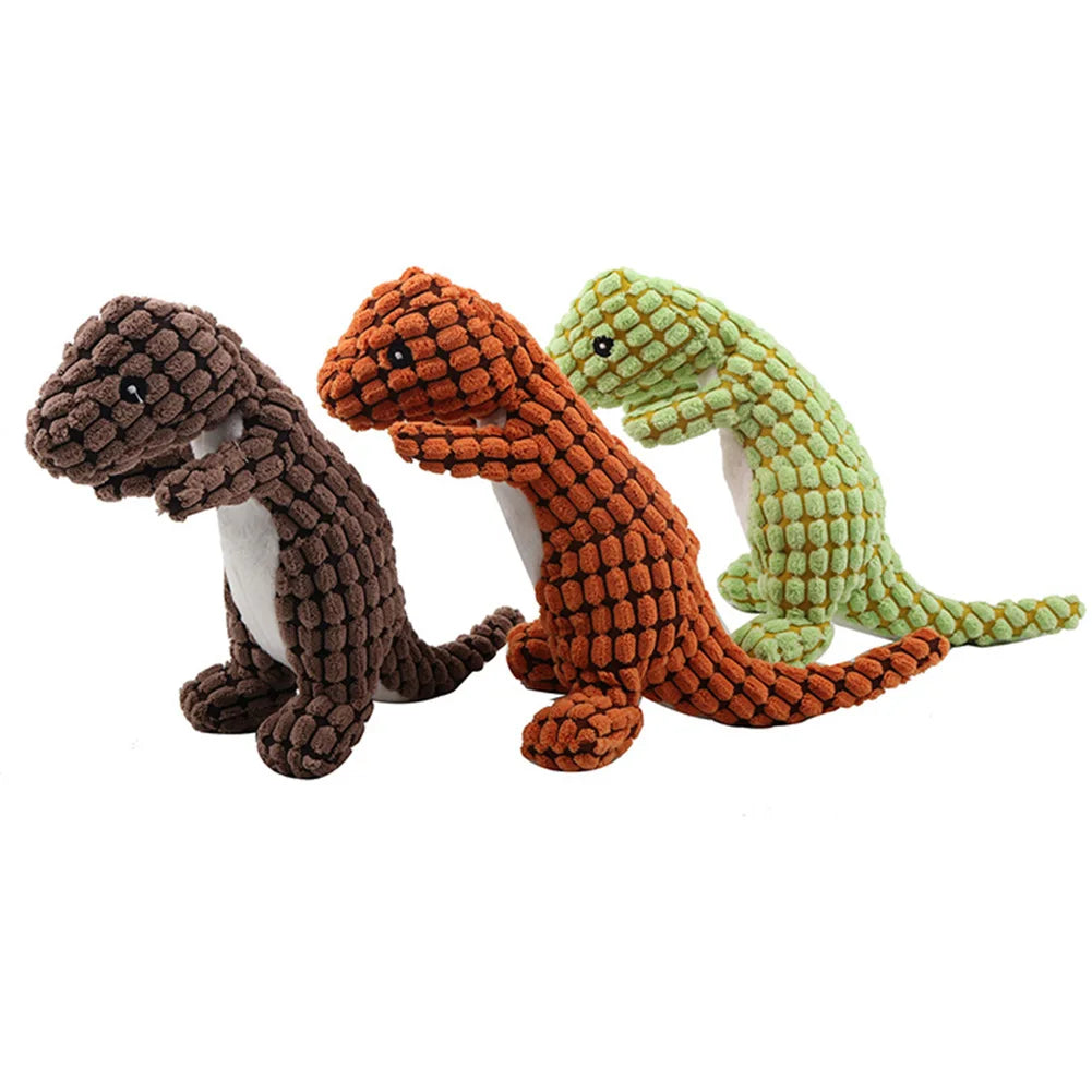 Dino Sounding Interactive Dog Toy Cute Squeaky Dog Toy Soft Pet Plush Toy for Aggressive Chewers