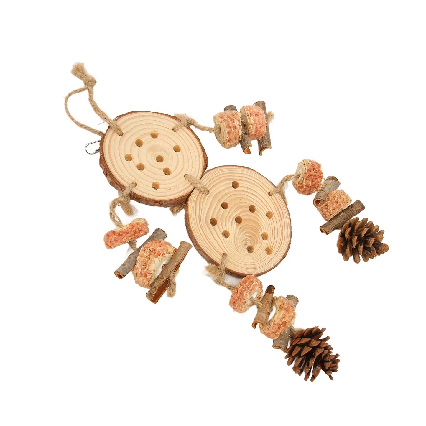 Bird Chewing Toys Puzzle Wooden Corks Logs Pine Cones Corn Cobs Barks Parrot Cage Toy for Parakeet Cockatiel Conure