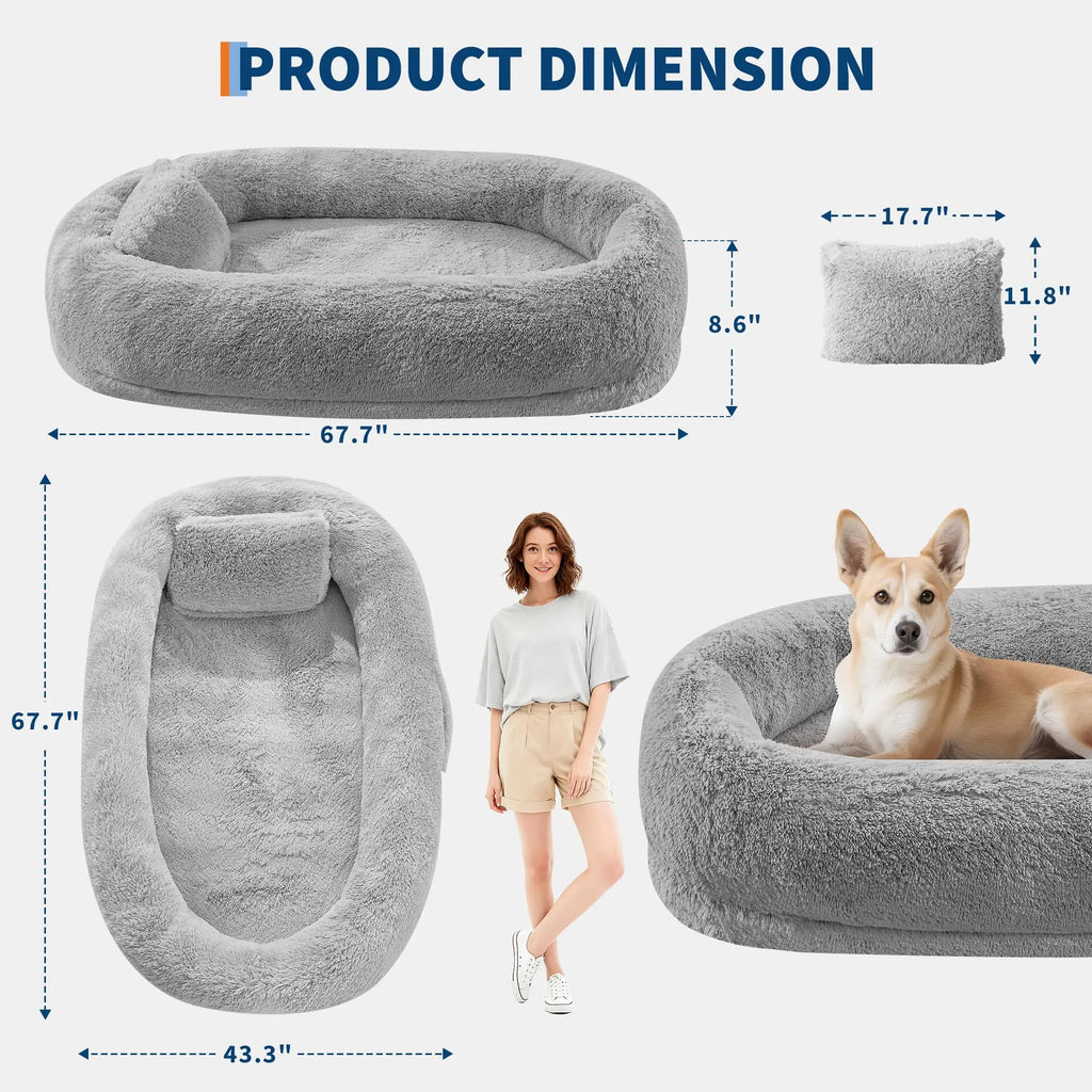 Oversized Orthopedic Dog Bed for Humans & Pets - Faux Fur with Waterproof Lining