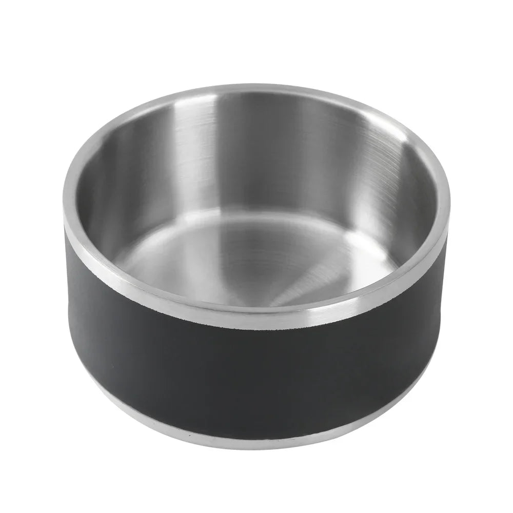 Stainless Steel Double Wall Dog Bowl - Non-Skid Insulated Dish Keeps Food Warm & Cold