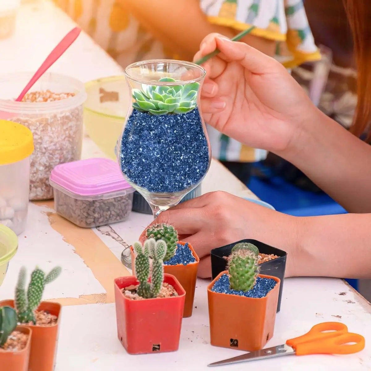 1 LB Clear Sea Glass Stones – Aquarium Gravel, Fish Tank & Garden Decor, Vase & Succulent Filler