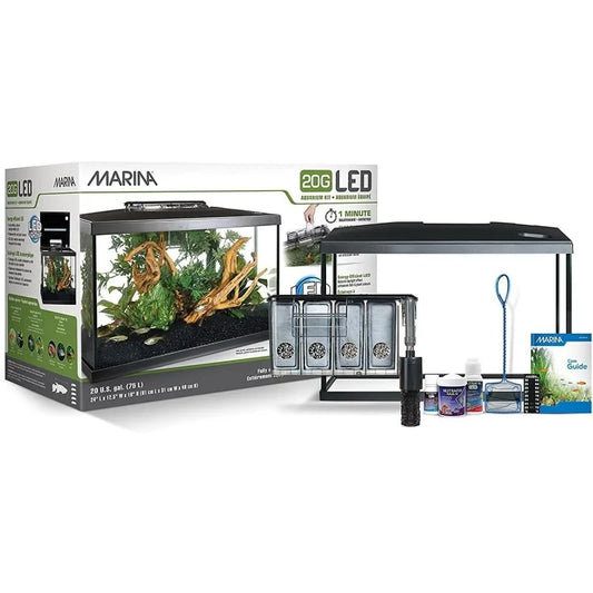 Complete 20 Gallon Aquarium Kit with LED, Ready-to-Use Fish Tank for Freshwater Species