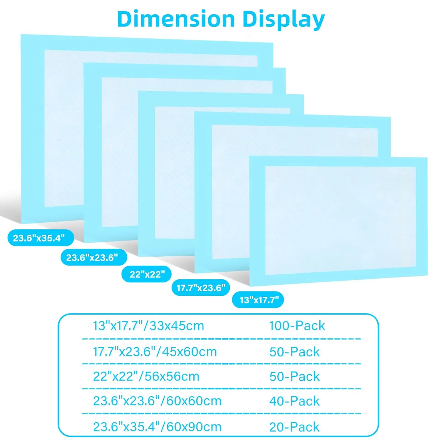 33cm x 45cm 13"x18" 100 Pcs Premium Disposable Training Pads, Pee Pads, Training Pads, Disposable Puppy Pee Pads, Quick Absorb a