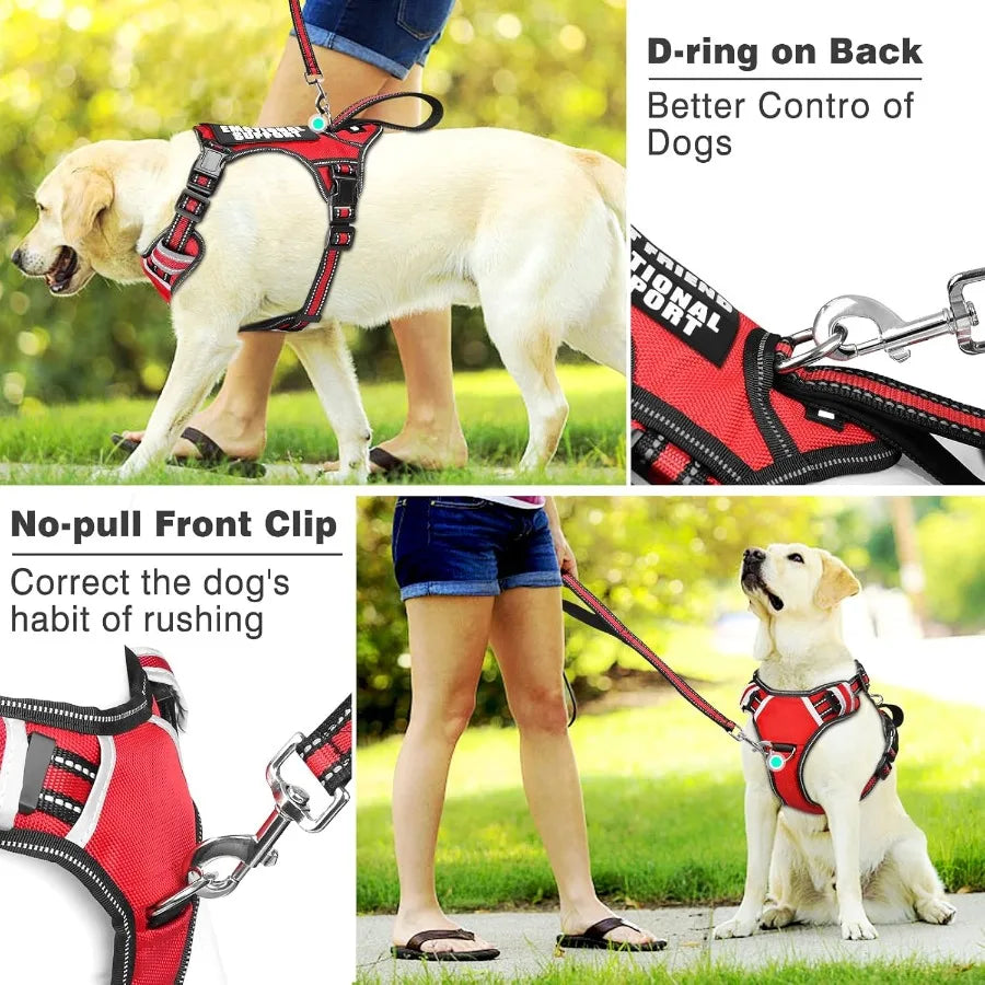 Service Dog Vest No Pull Dog Harness with 7 Dog Patches Reflective Pet Harness with Durable Soft Padded Handle for Training Sma