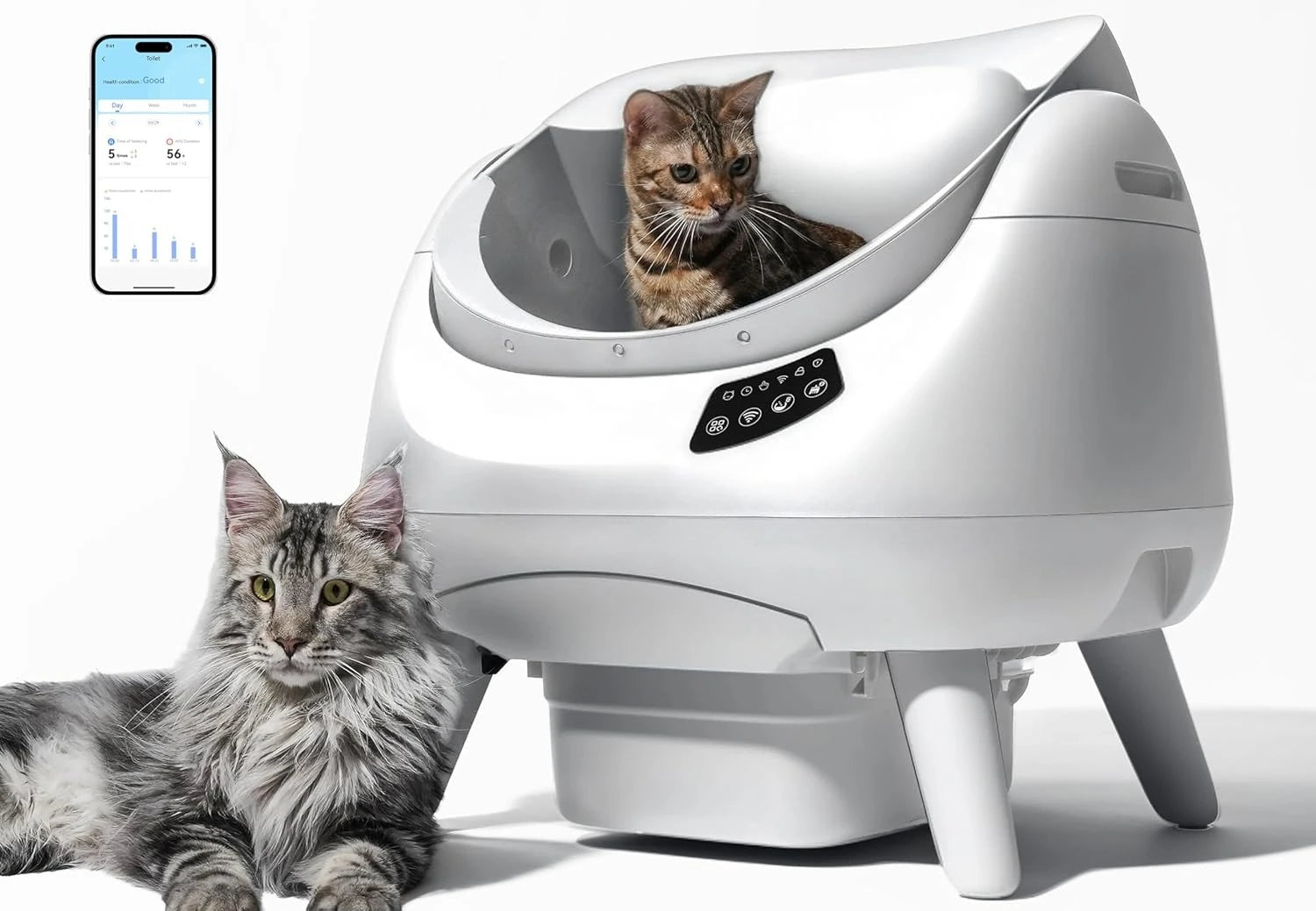 Self Cleaning Cat Litter Box - WiFi App Control & Health Monitor