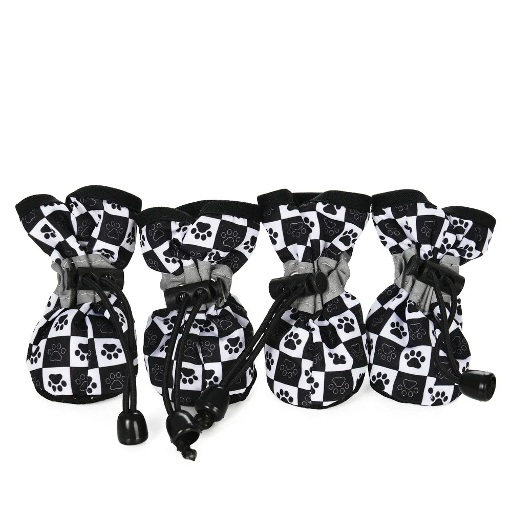 Winter Waterproof Dog Boots - 4 Pack Anti-Slip Snow Shoes with Warm Fleece Lining