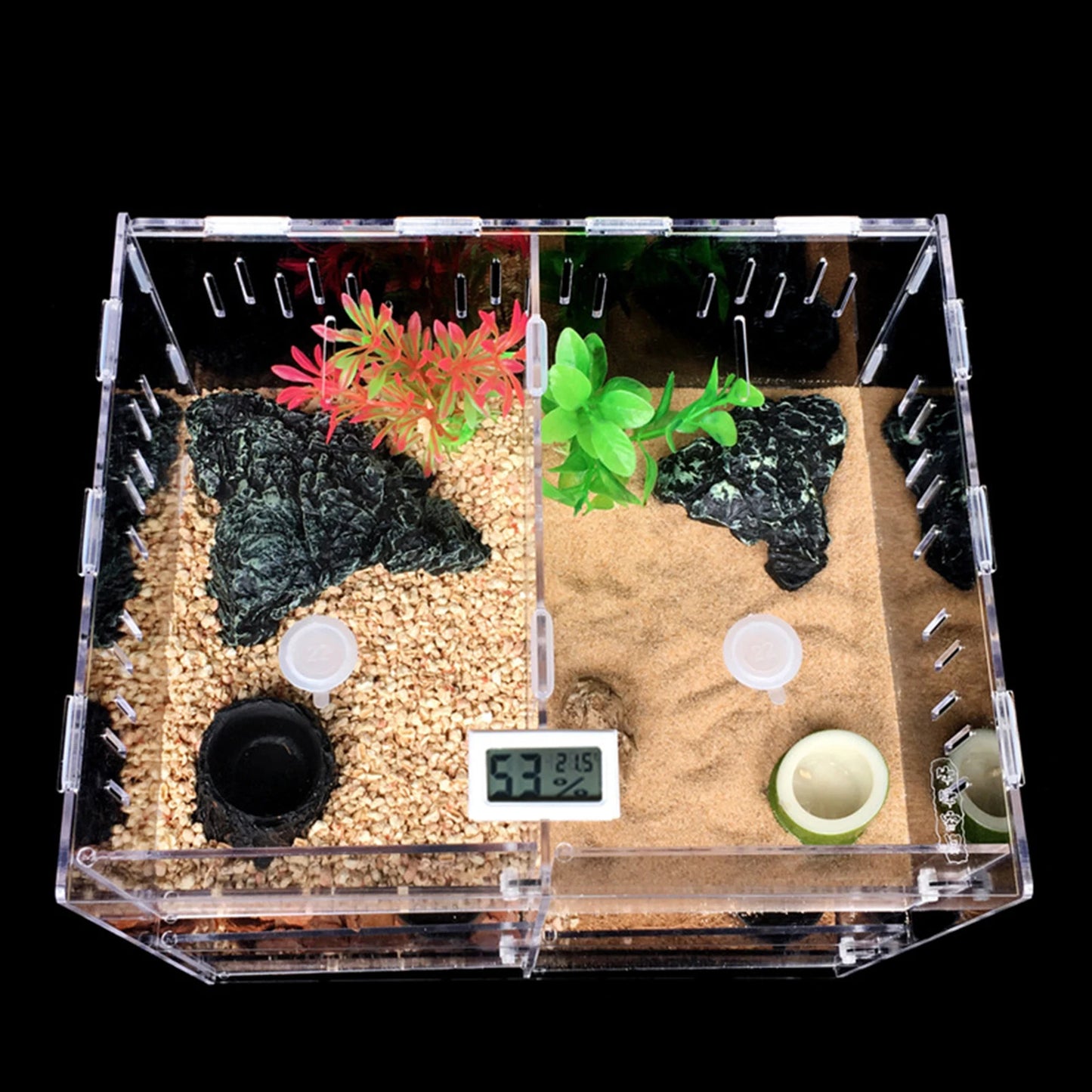 Acrylic Pet Box 4 Grids Reptile Lizard Crawling Insect Breeding Box