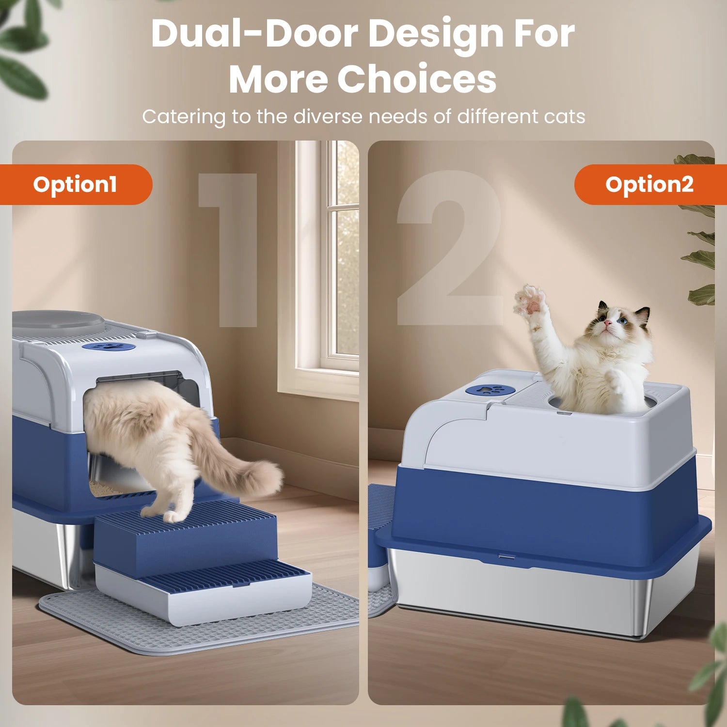 Stainless Steel Cat Litter Box with Lid & Scoop - Odor Control