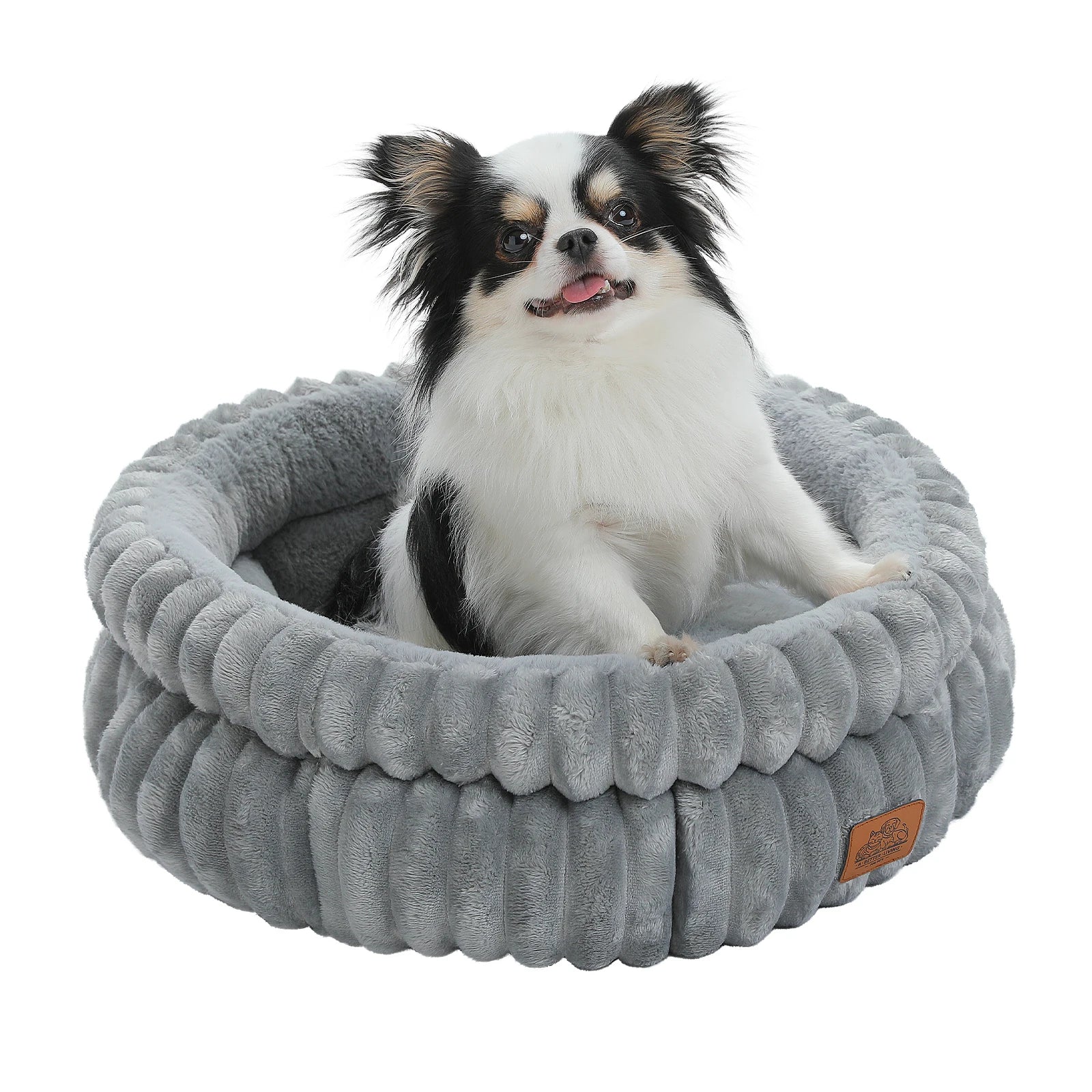 Round Pet Bed - Washable Cozy Donut Bed for Medium Dogs & Indoor Cats (Anti-Slip)
