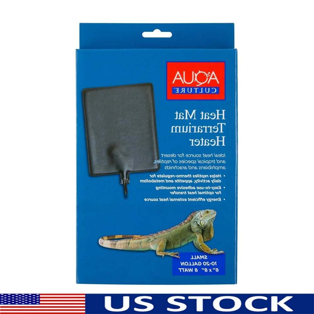 Heat Mat 10-20 Gallon Terrarium Heater 8W Adhesive Backing Reptile Heating Pad Consistent Temperature Control