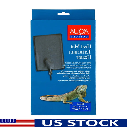Heat Mat 10-20 Gallon Terrarium Heater 8W Adhesive Backing Reptile Heating Pad Consistent Temperature Control
