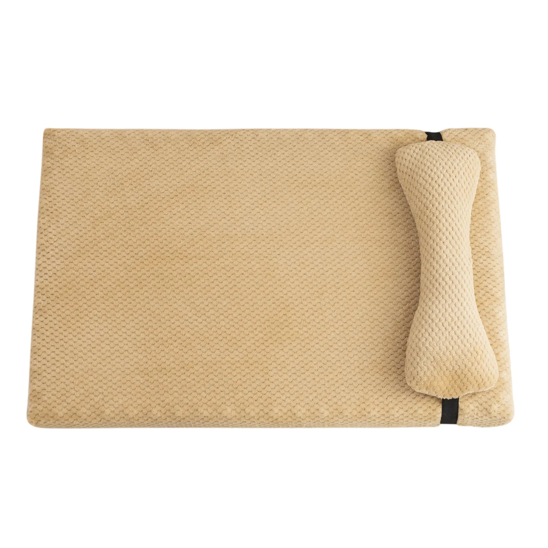 Calming Dog Bed with Pillow - Fluffy Plush Pet Mat with Removable Cover