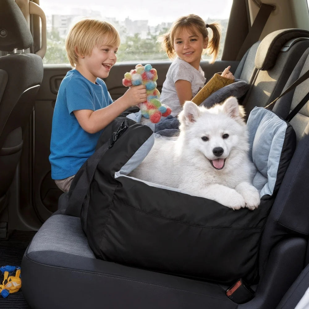 Portable Dog Car Seat Pet Puppy Booster Travel Bed Carrier Cushion with Storage Pocket