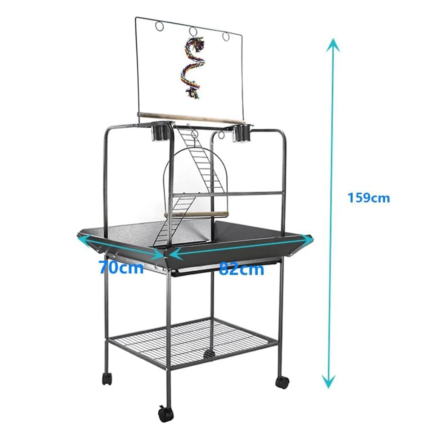 62-Inch Parrot Play Stand with Perches, Ladders & Wheels – Bird Activity Center