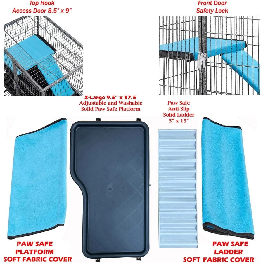 Deluxe Two Tiers Small Animal Critter Cage with Tight 1 2Inch Bar Spacing for Ferrets Chinchillas Rats Mice Squirrels Rabbits a