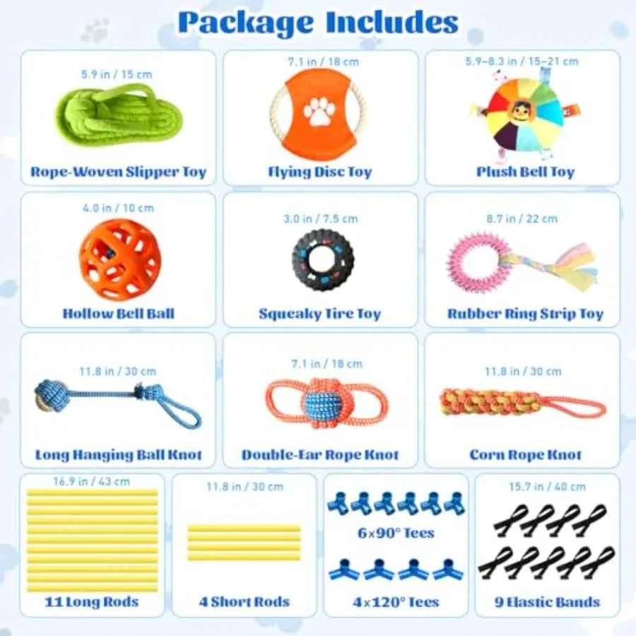 Puppy Play Gym with 9 Hanging Toys – Interactive Indoor Dog Enrichment Activity Center