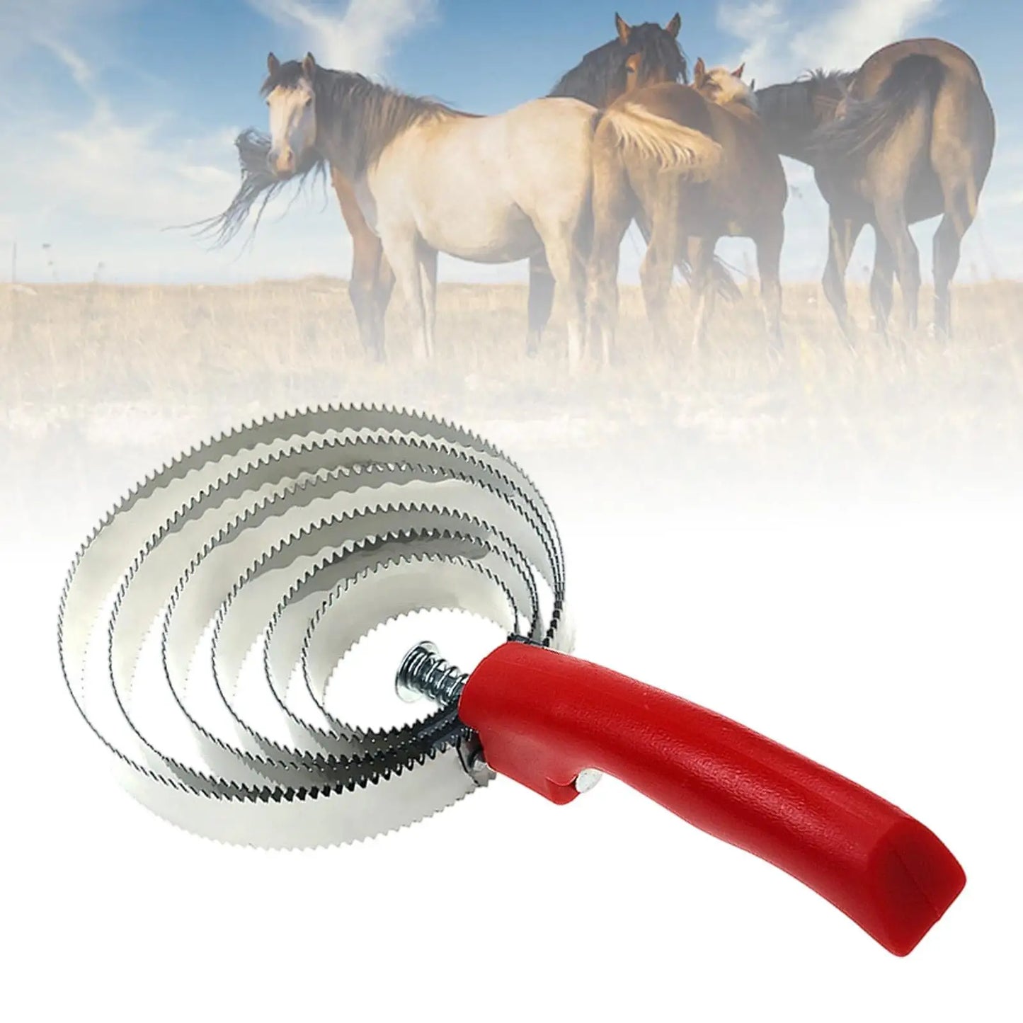 Metal Curry Comb with Handle Horse Shedder Sweat Scraper for Horse Pet Cow