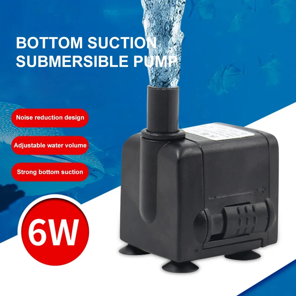 3W/4W/5W/6W Ultra-Quiet Submersible Aquarium Water Pump Water Fountain Pump Filter Fish Pond 220V-240V 50HZ EU Plug