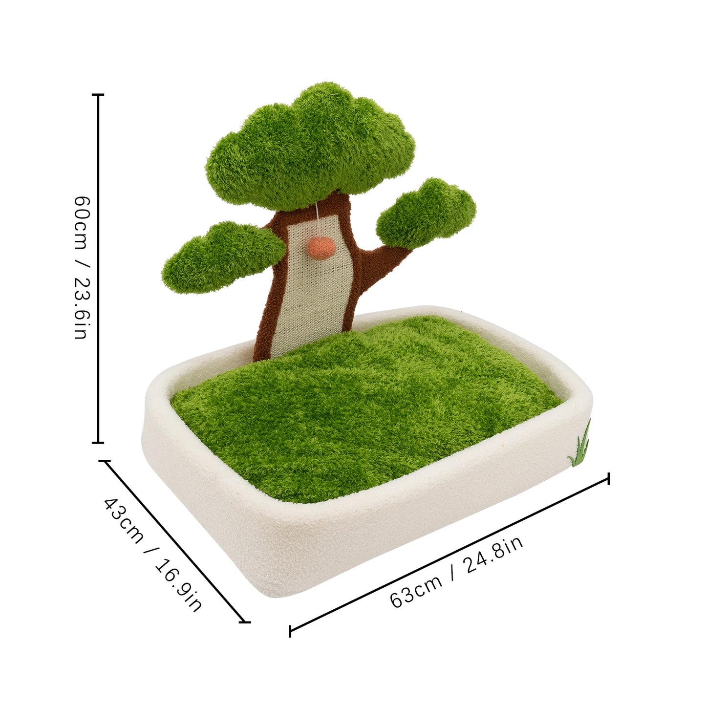 Indoor Cat Furniture (Green)—Combines Cat Bed & Scratching Post, Plush Cat Ball+Anti-Moist Legs, Easy Assemble, Ideal for Home