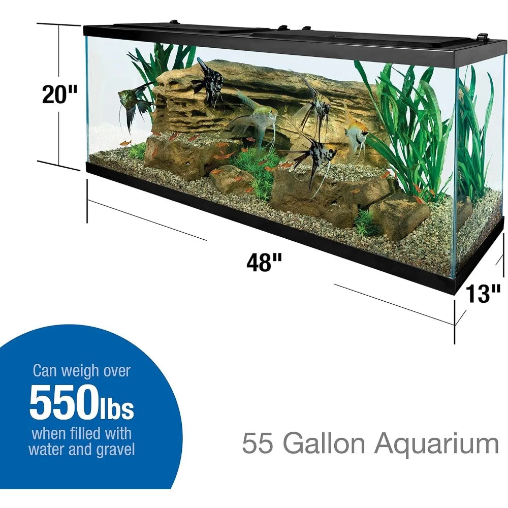 Glass Aquarium 55 Gallons, Rectangular Fish Tank (NV52018)