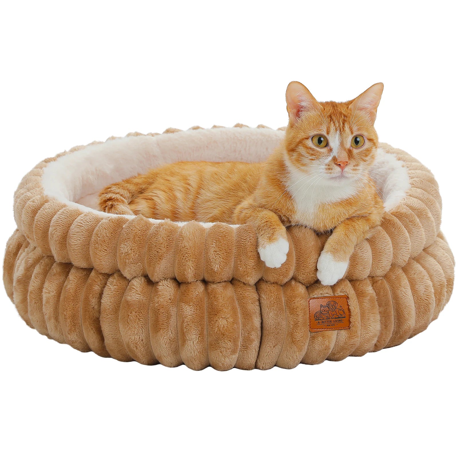 Round Pet Bed - Washable Cozy Donut Bed for Medium Dogs & Indoor Cats (Anti-Slip)