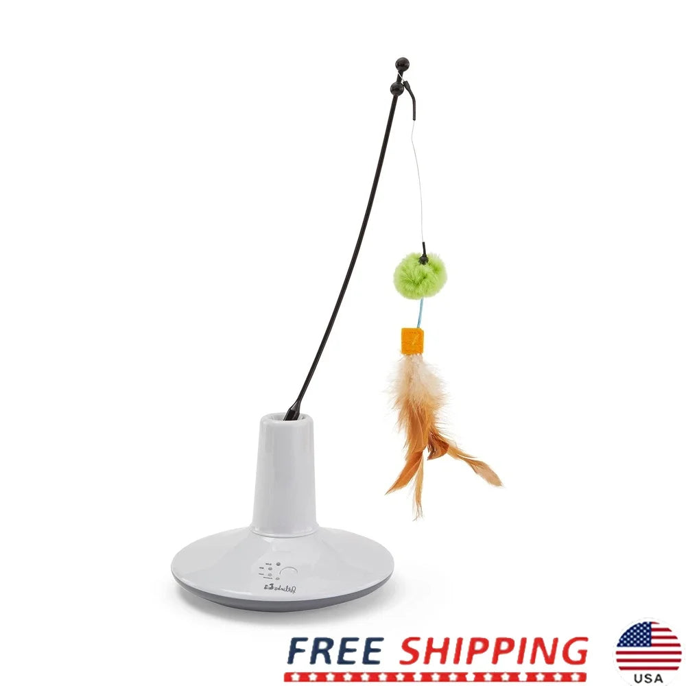 Electronic Motion Cat Toy - Rechargeable Interactive Feather Wand for Exercise & Play