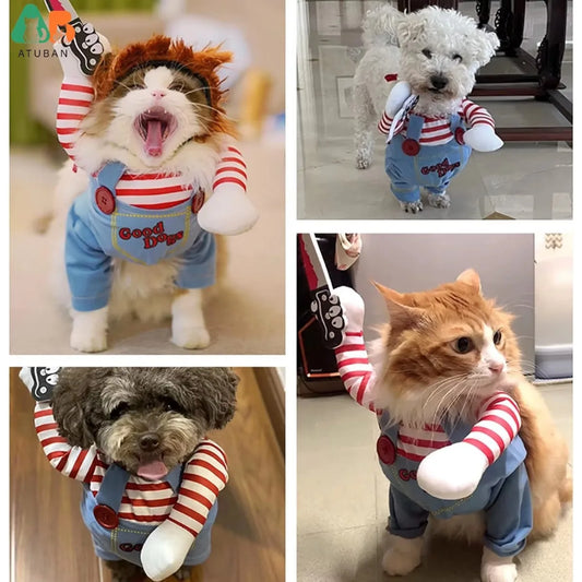 Pet Deadly Dog Costume,Cute Dog Cosplay Halloween Christmas Funny Costume Dog Clothes Party Costume for Small Medium Large Dogs