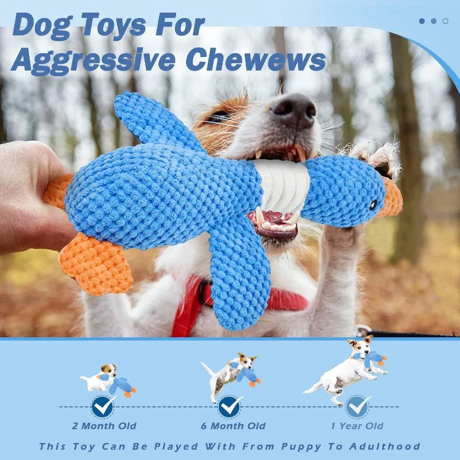 Upgraded Goose Indestructible Dog Toys for Aggressive Chewers Small Medium Large Breed Crinkle Squeaky Plush Dog Puppy Chew Toy