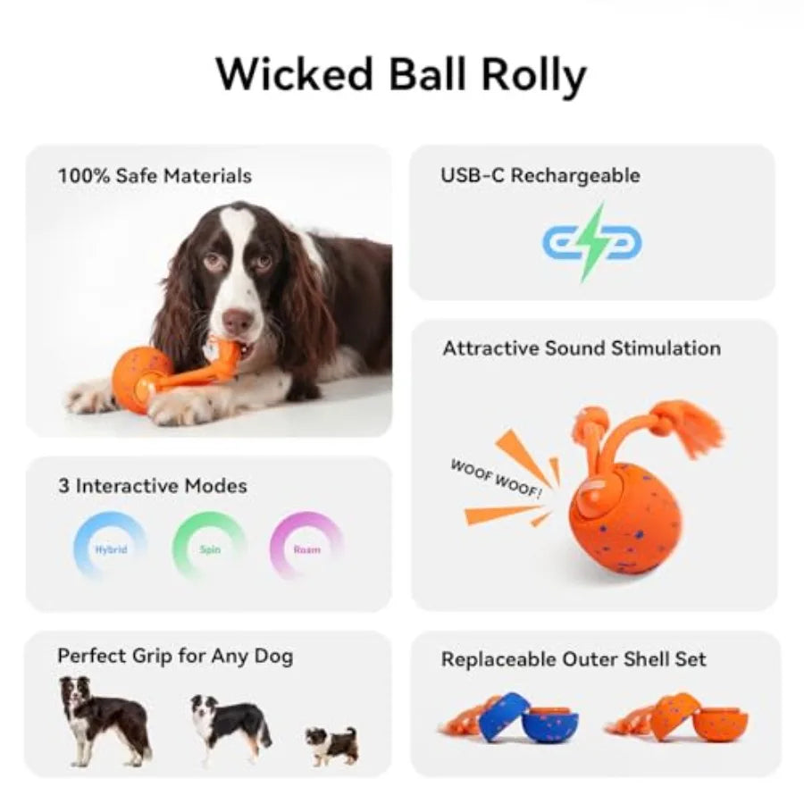 Smart Interactive Dog Toy Ball - Automatic Moving & Bouncing with Sound for Active Play