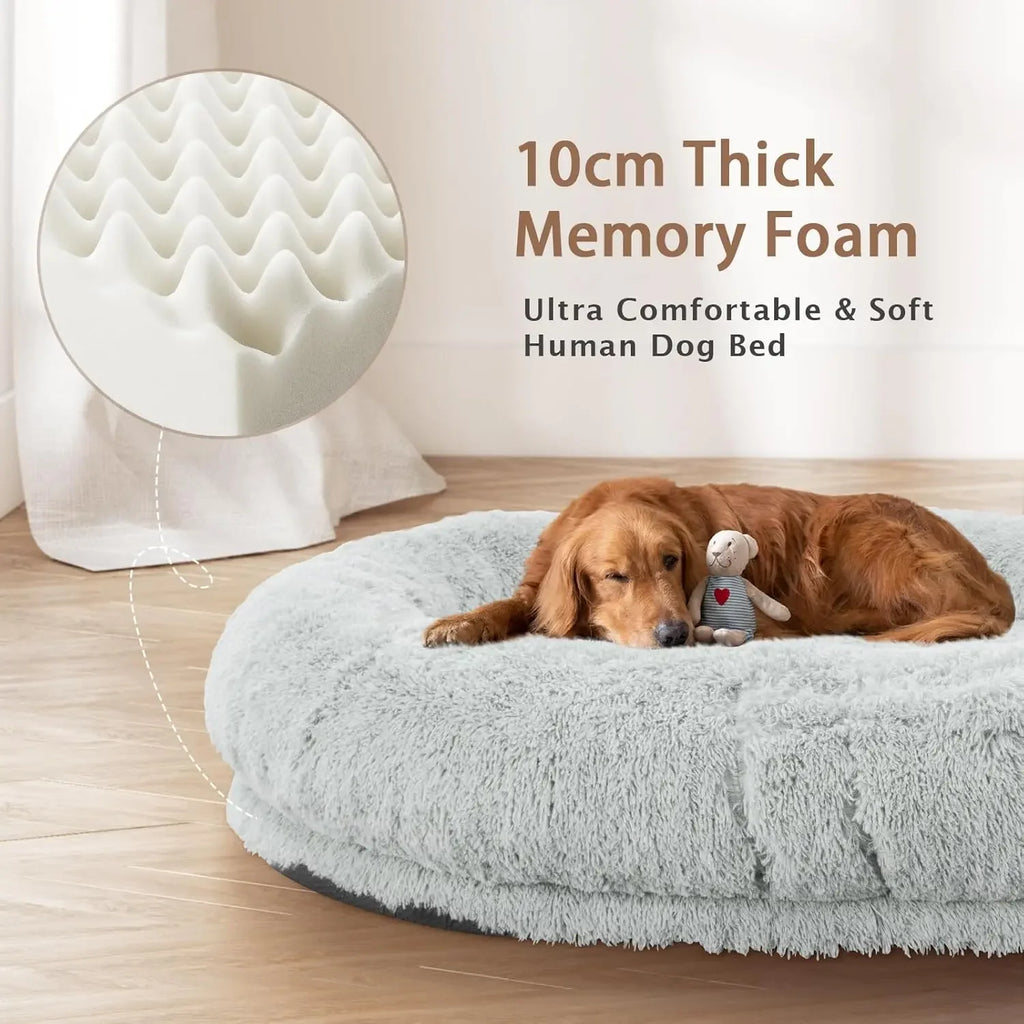 Human Dog Bed - 71x45 Giant Memory Foam Pet Bed for Adults & Large Dogs
