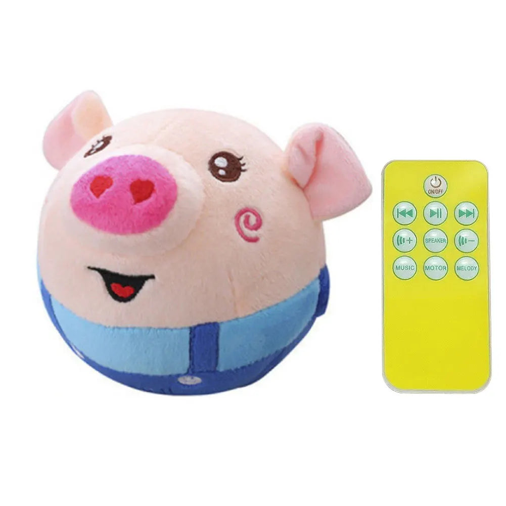 Cartoon Pig Interactive Pet Toy - USB Rechargeable Moving Plush Ball for Dogs & Cats