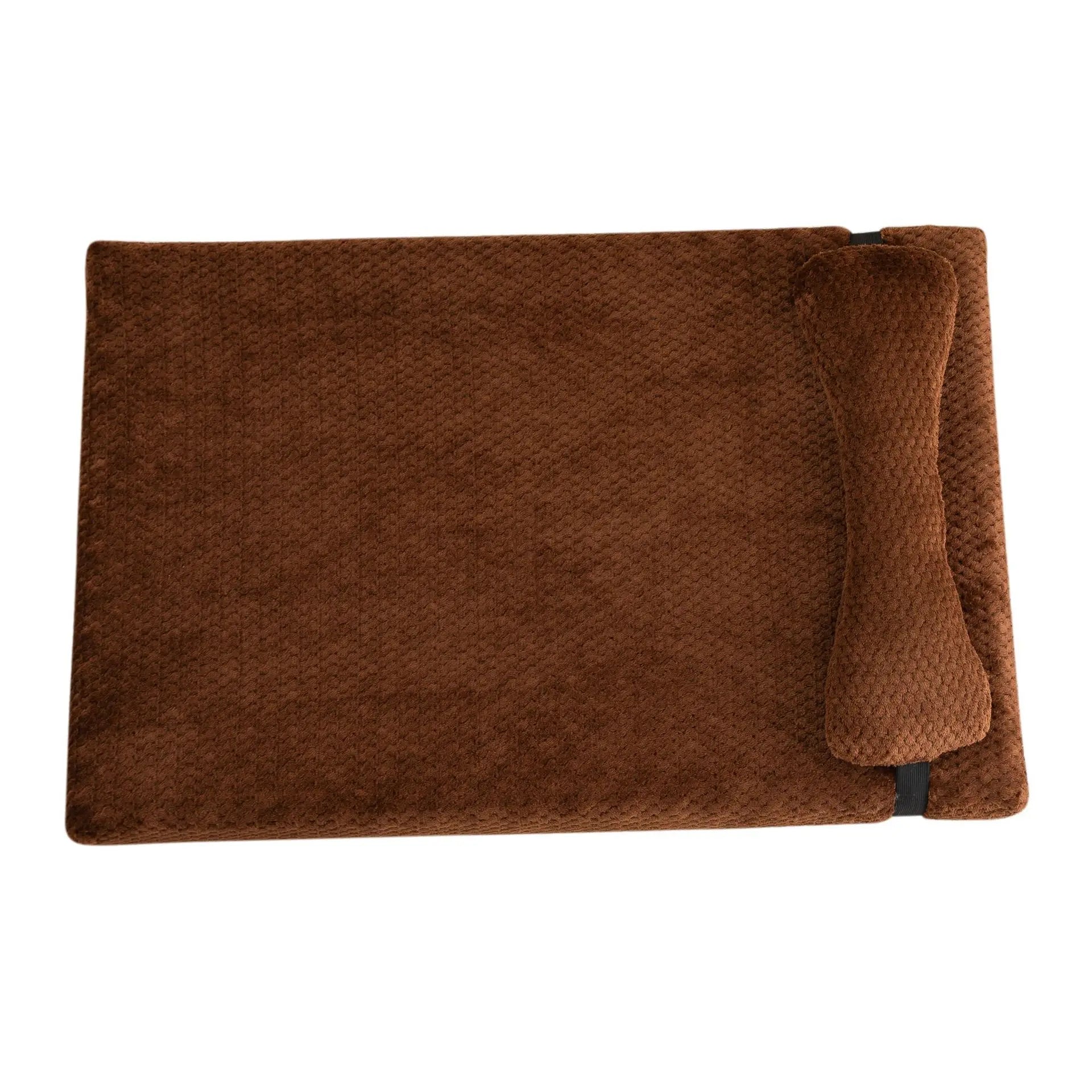 Calming Dog Bed with Pillow - Fluffy Plush Pet Mat with Removable Cover