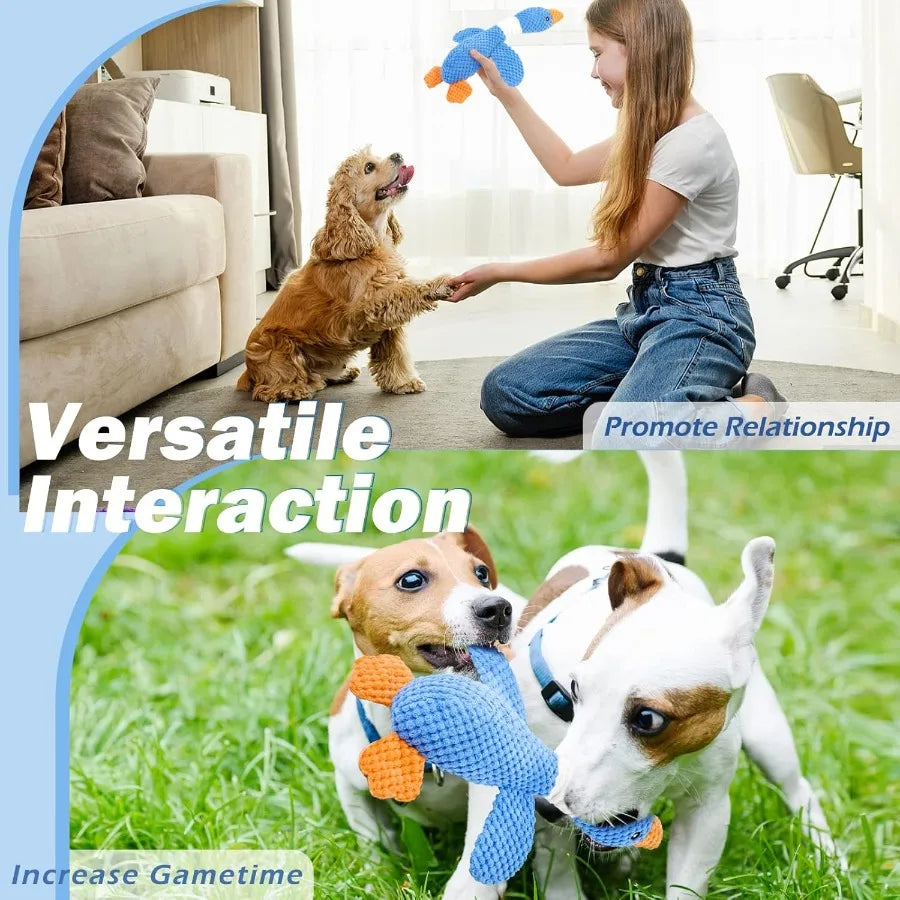 Upgraded Goose Indestructible Dog Toys for Aggressive Chewers Small Medium Large Breed Crinkle Squeaky Plush Dog Puppy Chew Toy