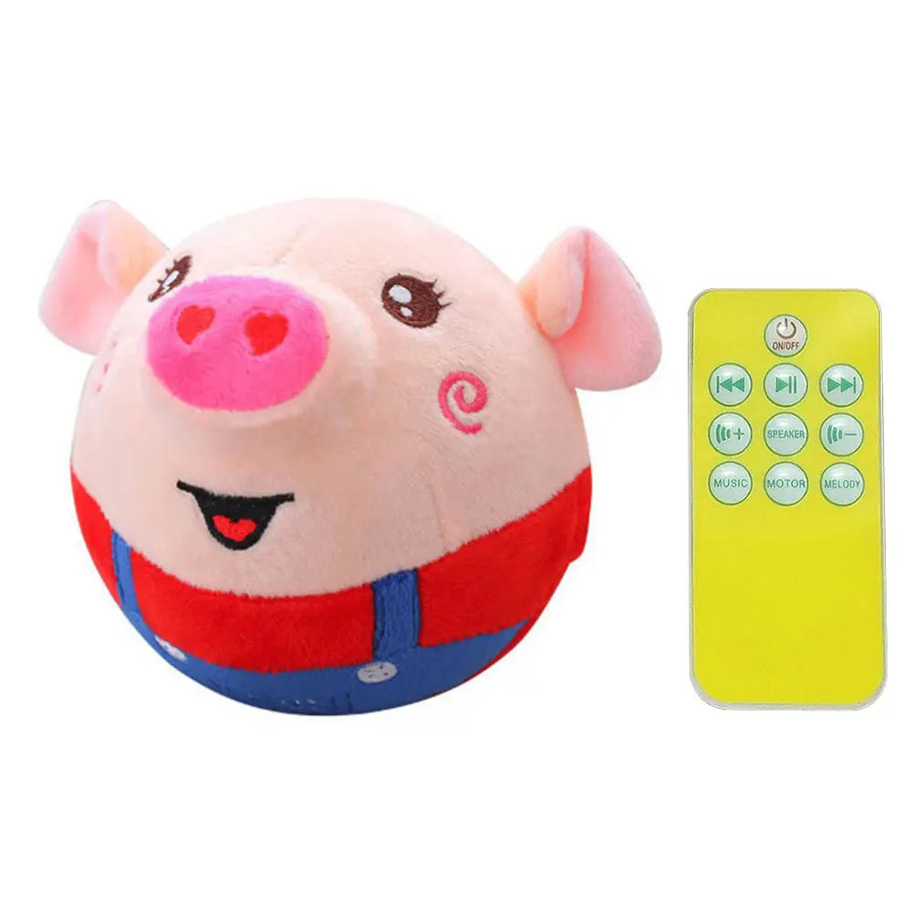Cartoon Pig Interactive Pet Toy - USB Rechargeable Moving Plush Ball for Dogs & Cats