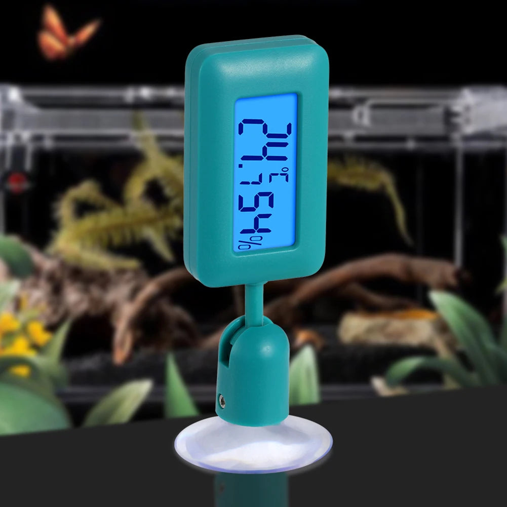 Reptile Thermometer Thermometer Hygrometer 360 Degree Rotation Digital Aquarium Hygro-Therm with Suction Cup for Pets