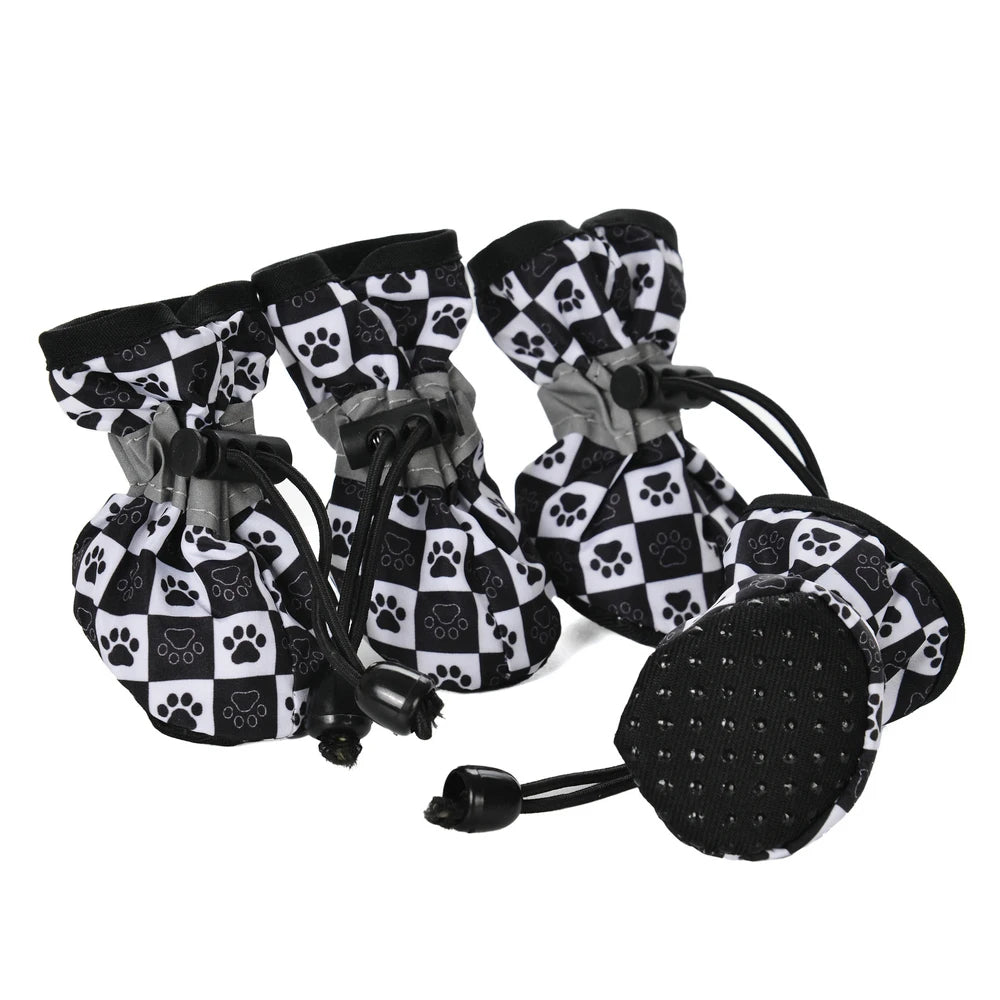 Winter Waterproof Dog Boots - 4 Pack Anti-Slip Snow Shoes with Warm Fleece Lining