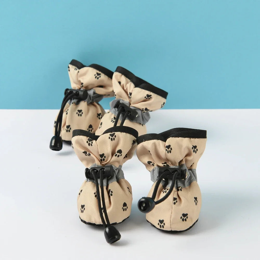 Winter Waterproof Dog Boots - 4 Pack Anti-Slip Snow Shoes with Warm Fleece Lining