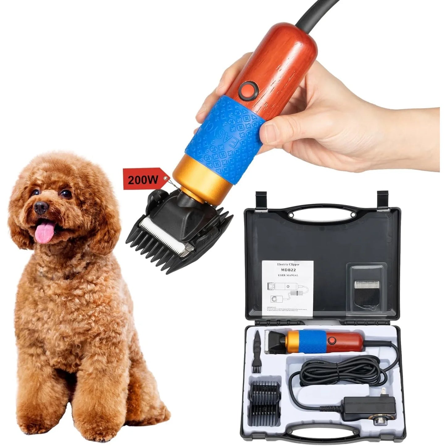 200W Electric Pet Clippers,Pet Dog Grooming Clippers Kit Low Noise Pet Hair Trimmer for Grooming Hair Clipper for Dogs Cats Pets