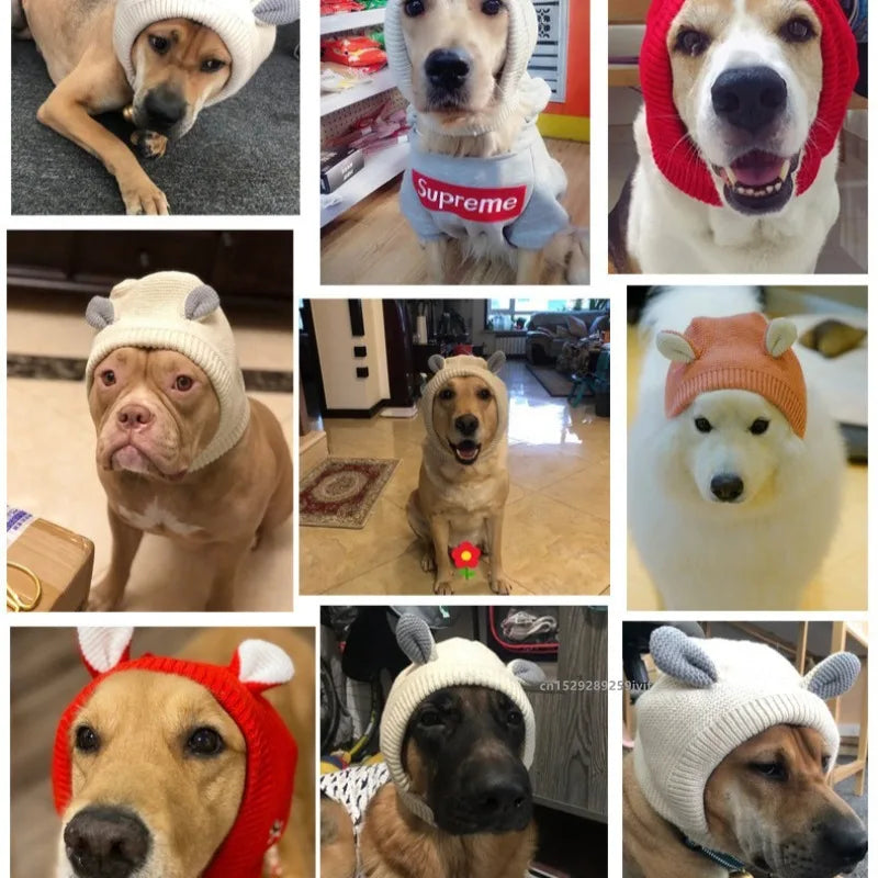 Winter Warm Dog Hat Ear Muffs Noise Protection Windproof Pet Ears Covers Knitted Earmuffs For Small Medium Puppy Accessories